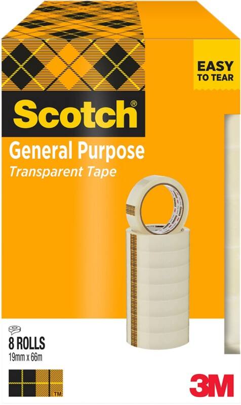 Scotch Plakband Crystal Clear ET1966T8 Transparant 19 mm (B) x 66 m (L) PP (Polypropeen) 8 Rollen