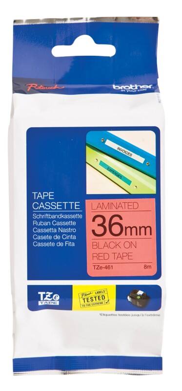 Brother TZe-461 Authentiek Labeltape Zelfklevend Zwart op rood 36 mm x 8m
