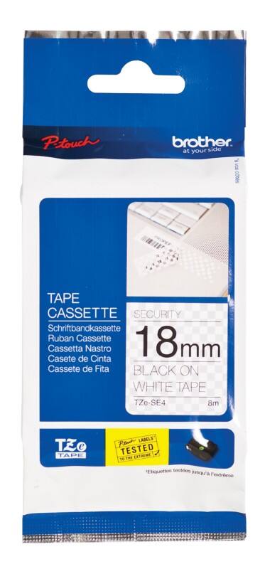 Brother Veiligheidstape TZeSE4 Zwart op Zwart 18 mm x 8 m