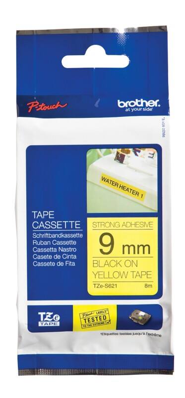 Brother Labeltape TZeS621 Zelfklevend Zwart op Geel 9 mm x 8 m