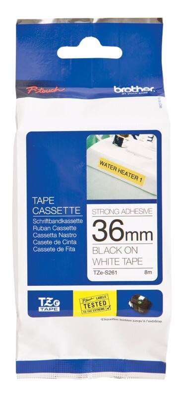 Brother TZe Labeltape TZe-S261 Authentiek Zelfklevend Zwart op Wit 36 mm x 8 m