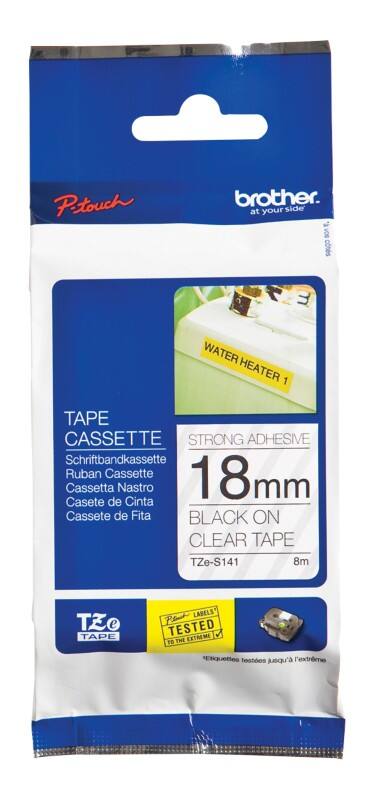 Brother TZe-S141 Authentiek Labeltape Zelfklevend Zwart op transparant 18 mm x 8m