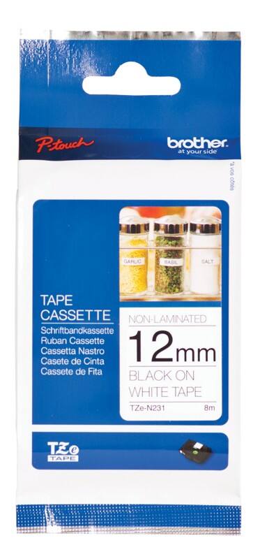 Brother TZe-N231 Authentiek Labeltape Zelfklevend Zwart op wit 12 mm x 8m