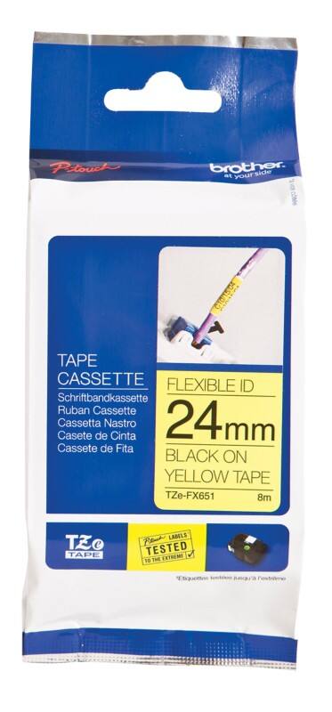 Brother TZe-FX651 Authentiek Flexibel Labeltape Zelfklevend Zwart op geel 24 mm x 8m
