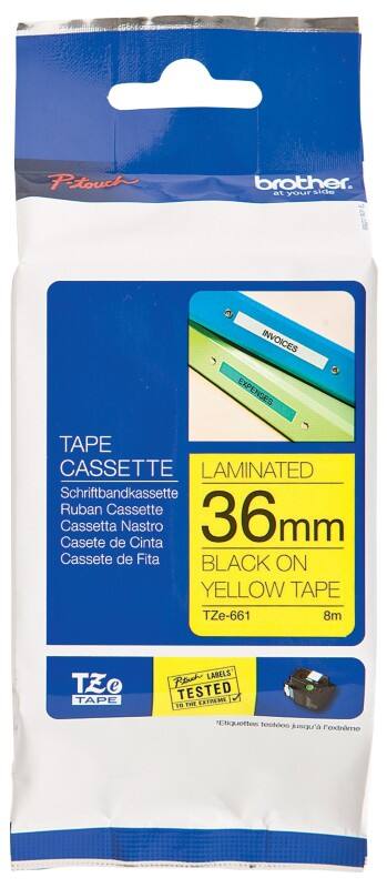 Brother Etiketteertape Authentiek TZe-661 TZe-661 Klevend Zwart op Geel 36 mm x 8 m