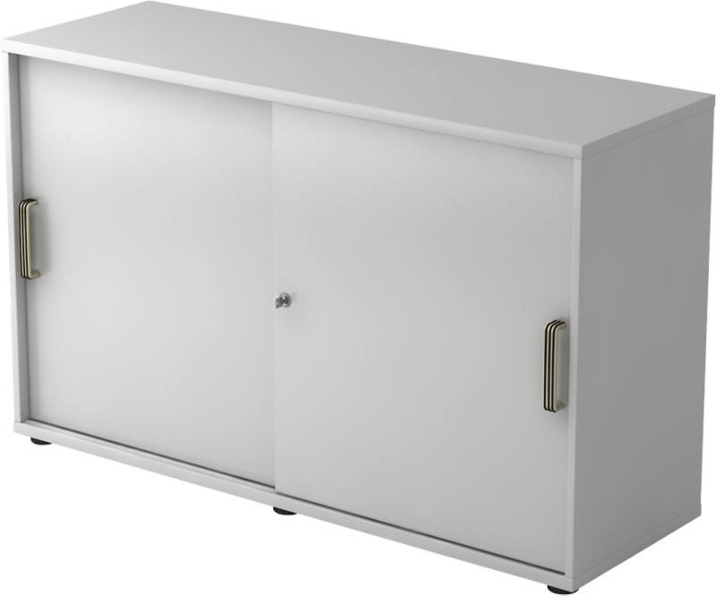 Hammerbacher Schuifdeurkast Spaanplaat 1 Plank Afsluitbaar 1.200 x 400 x 748 mm Grijs