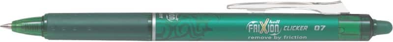 Pilot FriXion Clicker Intrekbaar Rollerballpen Groen 0,35 mm Medium Kegelvormig Navulbaar