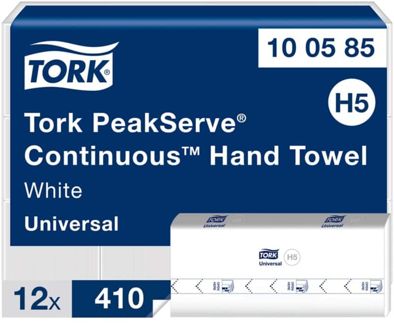 Tork PeakServe  Handdoek H5 Z-vouw Wit 1-laags 100585 12 Stuks à 410 Vellen