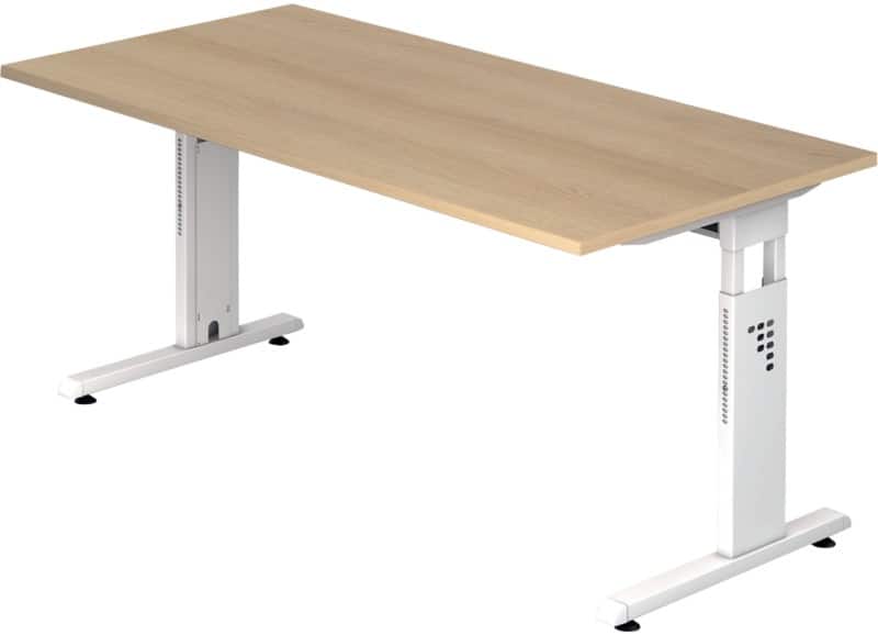 Hammerbacher O-Serie VOS Hoogteverstelbaar Bureau Rechthoekig Eiken C-Voet 1.600 (B) x 800 (D) x 850 (H) mm Spaanplaat, Staal
