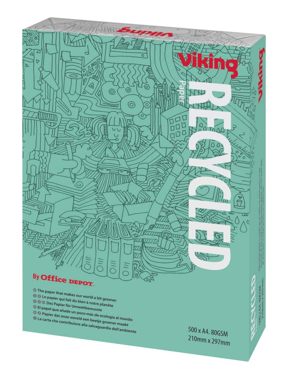 Viking 100% Recycled Printer Green print-/ kopieerpapier A4 80 gram Grijs 58 CIE 500 vellen