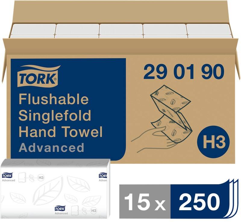 Tork Advanced  Handdoeken H3 Z-vouw Wit 2-laags 290190 15 Stuks à 250 Vellen