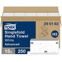 Tork Advanced FSC-gecertificeerd EU Eco label Gerecycled 100% Handdoek H3 V-vouw Wit 2-laags 290163 15 Stuks à 250 Vellen