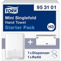 Tork Handdoekdispenser en handdoekjes H3 Starterpack 13.5 x 29.1 x 33.2 cm Wandmontage Kunststof Wit