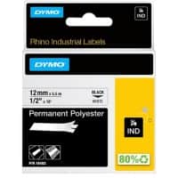 Dymo IND S0718210 / 18483 Authentiek Rhino Polyester Labeltape Zelfklevend Zwart op wit 12 mm x 5.5m
