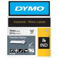 Dymo IND S0718120 / 18489 Authentiek Rhino Flexibel Nylon Labeltape Zelfklevend Zwart op wit 19 mm x 3.5m