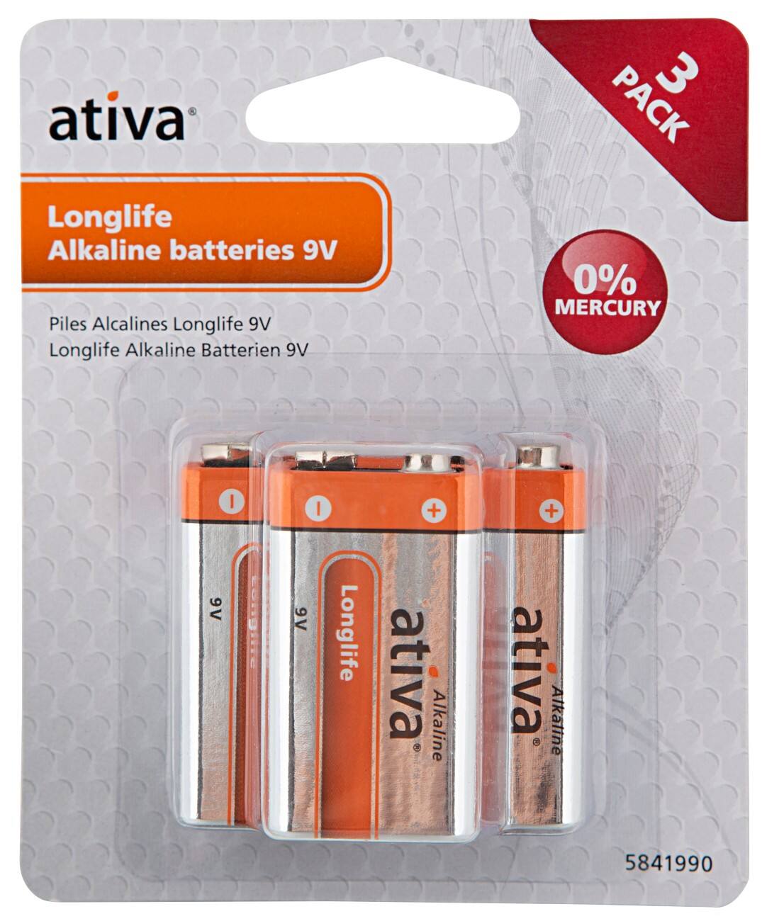 Ativa Alkaline Batterijen Longlife LR61 9V 3 stuks