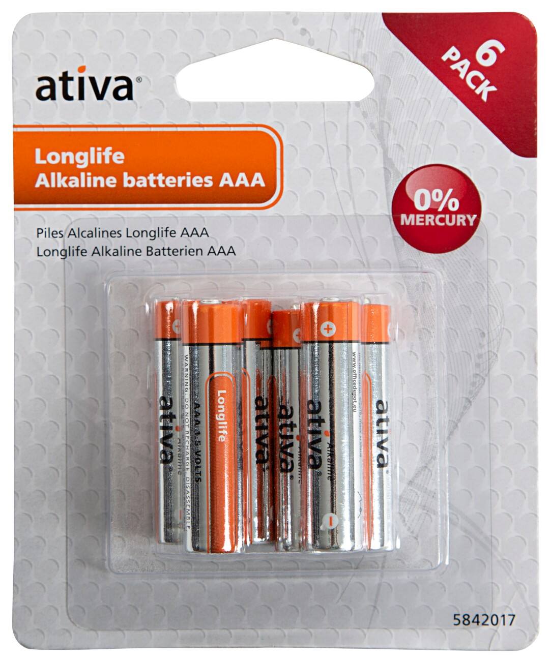 Ativa AAA Alkaline Batterijen Longlife LR03 1,5V 6 stuks