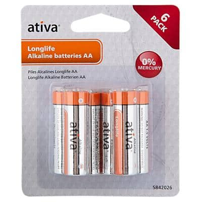 Ativa Batterij Longlife Alkaline AA 2600 mAh Alkaline 1.5 V 6 Stuks