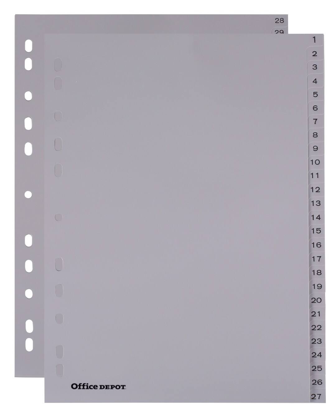 Office Depot Numerieke tabbladen A4 Grijs 54 tabs 11-gaats polypropyleen 1 tot 54
