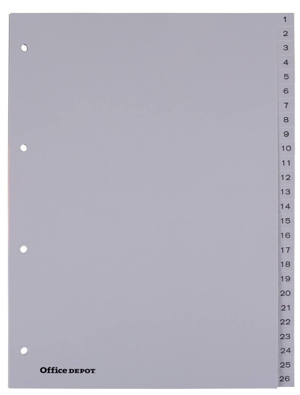 Office Depot Numerieke tabbladen A4 Grijs 52 tabs 4-gaats polypropyleen 1 tot 52