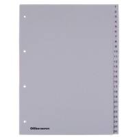 Office Depot Numerieke tabbladen A4 Grijs 52 tabs 4-gaats polypropyleen 1 tot 52