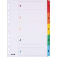 Viking Tabbladen A4 Kleurenassortiment 5 tabs 11-gaats mylar-gecoat karton 1 tot 5