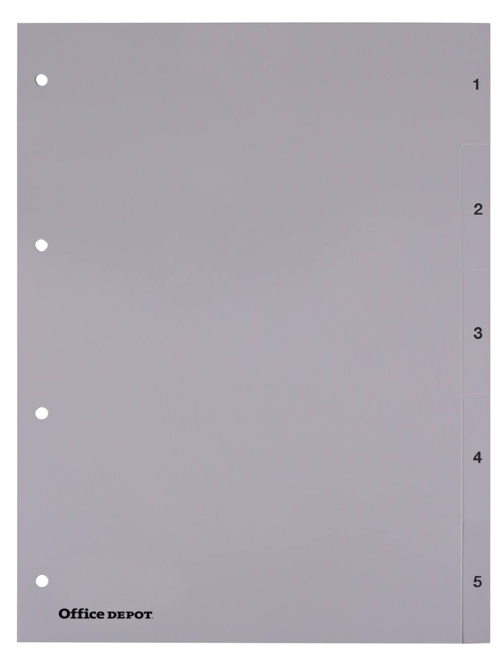 Office Depot Numerieke tabbladen A4 Grijs 5 tabs 4-gaats polypropyleen 1 tot 5