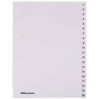 Office Depot Tabbladen A4 Wit 20 tabs 4-gaats polypropyleen 1 tot 20