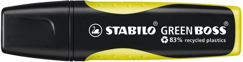 STABILO GREEN BOSS Tekstmarker Geel 83% Gerecycled Breed Beitelpunt 2 - 5 mm Navulbaar