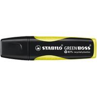 STABILO GREEN BOSS Tekstmarker Geel Recycled 83% Breed Beitelpunt 2-5 mm Navulbaar