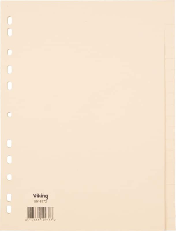 Viking Standard Blanco tabbladen 100% Gerecycled A4 Vaalgeel 20 tabs 100 g/m² Karton 11 Gaten 20 Vellen