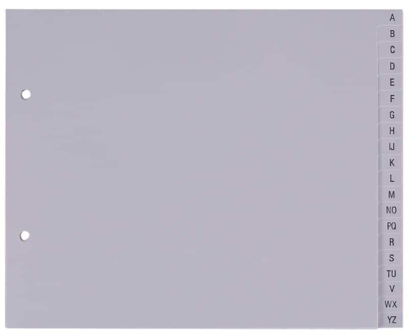 Viking A - Z Alfabetische tabbladen A5 Grijs 20 tabs PP (Polypropeen) 2 Gaten 400195039