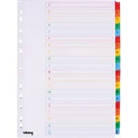 Viking Tabbladen A4 Kleurenassortiment 20 tabs Geperforeerd 11-gaats Mylar gecoat karton A - Z
