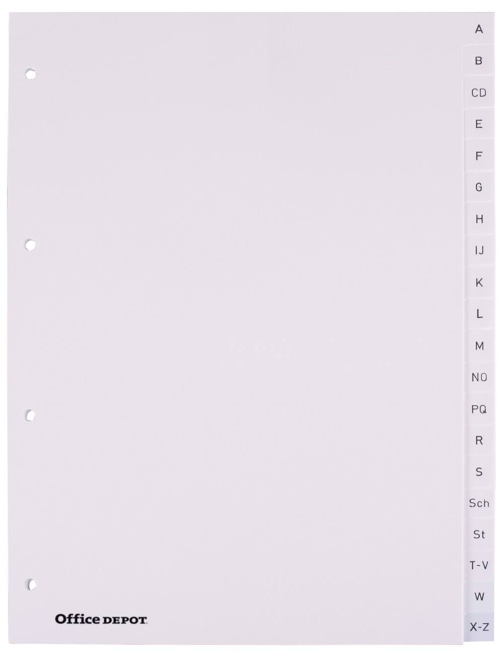 Office Depot Tabbladen A4 Wit 20 tabs 4-gaats polypropyleen a - z