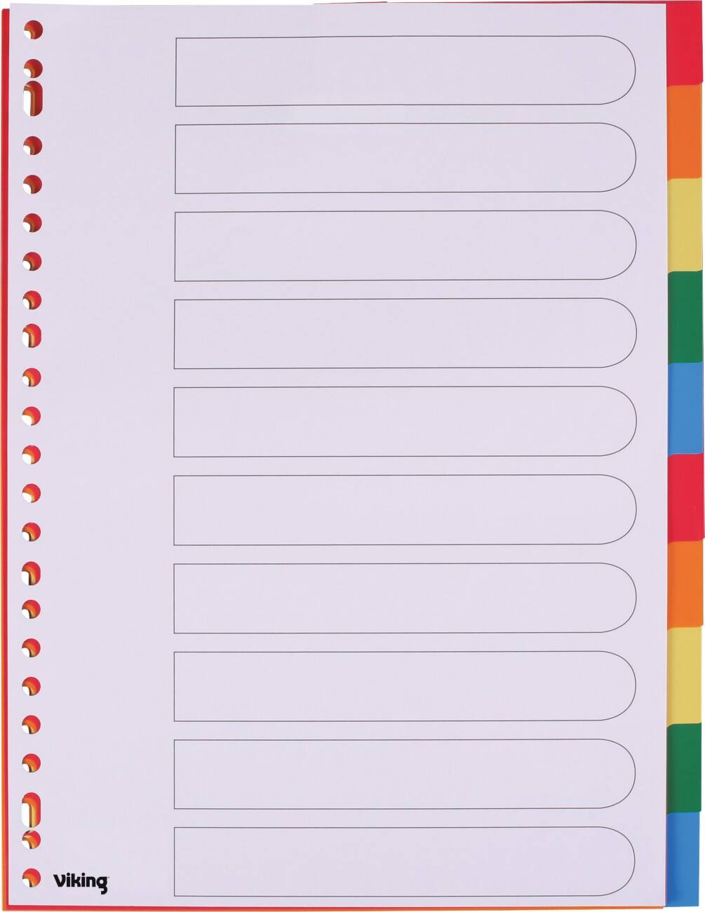 Office Depot Tabbladen A4 Kleurenassortiment 10 tabs 23-gaats polypropyleen blanco