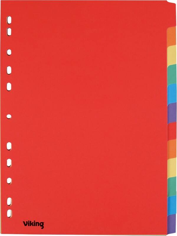 Viking Standard Blanco tabbladen A4 Kleurenassortiment 12 tabs 175 g/m² Manila 11 Gaten 12 Vellen
