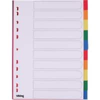 Viking Blanco Tabbladen A4 Kleurenassortiment 10 tabs PP (Polypropeen) Rechthoekig 11 Gaten 5915826 10 Vellen