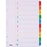 Viking Tabbladen A4 Kleurenassortiment 10 tabs 11-gaats mylar-gecoat karton 1 tot 10