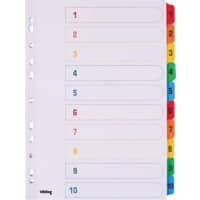 Viking Tabbladen A4 Kleurenassortiment 10 tabs 11-gaats mylar-gecoat karton 1 tot 10