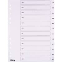 Office Depot Tabbladen A4 Wit 12 tabs 11-gaats polypropyleen jan - dec