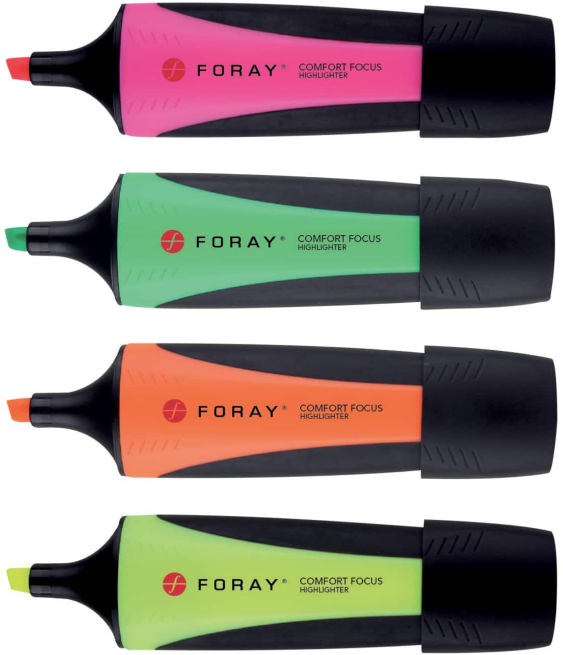 Foray Comfort Focus Tekstmarkers Beitel Geel, groen, oranje, roze 4 Stuks