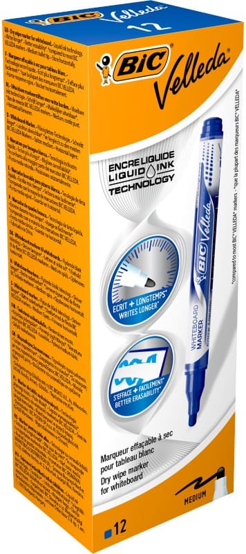 BIC Velleda Niet-permanent Whiteboard-marker Blauw Medium Ronde punt 1 - 2,2 mm 12 Stuks