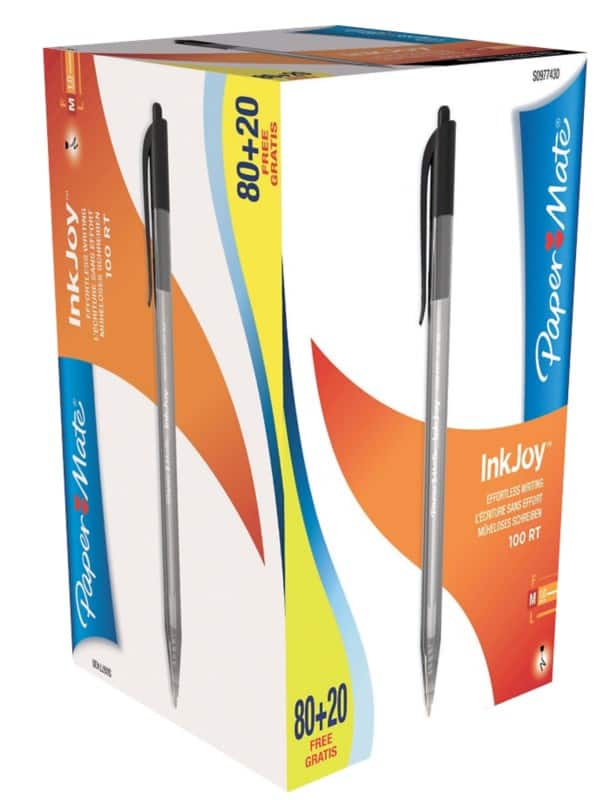 Papermate InkJoy InkJoy Intrekbaar Balpen Zwart 0,3 mm Medium Balpen 100 Stuks