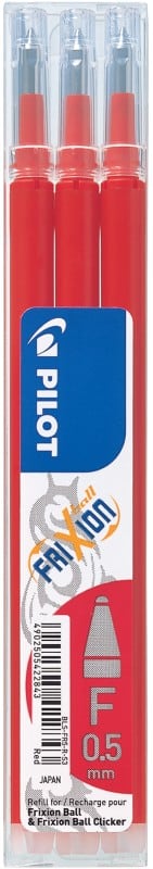 Pilot FriXion Ball Navulling voor rollerballpen 0,25 mm Fijn Rollerball Rood 3 Stuks