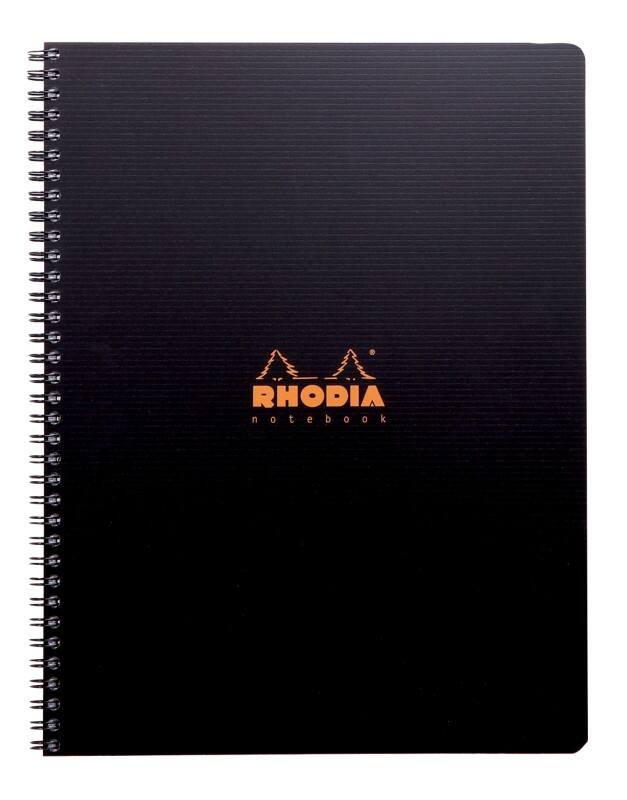 Rhodia Spiraalblok A4+ Geruit Spiraalbinding Polypropyleen Zwart Geperforeerd 160 Pagina's 80 Vellen