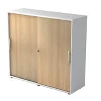 Hammerbacher Kast met schuifdeuren Gemelamineerde spaanplaat Afsluitbaar 1.200 x 400 x 1.100 mm Eiken Bruin, wit
