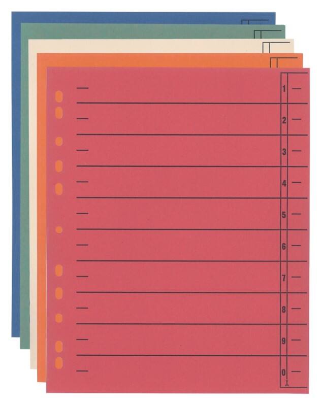 Viking 1 tot 10 Scheidingsbladen 100% gerecycled A4+ Kleurenassortiment 10 tabs Karton 11 Gaten 100 Stuks