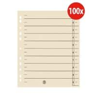 Viking 1 tot 10 Scheidingsblad 100% gerecycled A4+ Chamois 10 tabs Karton 11 Gaten 100 Stuks