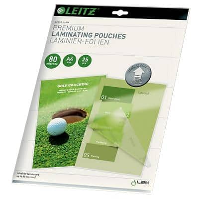 Leitz Premium Lamineerhoes A4 Glanzend 2 x 80 (160) Micron Transparant 25 Stuks