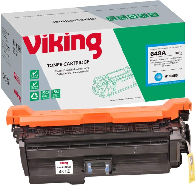 Viking 648A compatibele HP tonercartridge CE261A cyaan